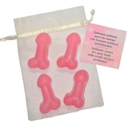 DIABLO PICANTE - 4 MINI JABONES PERFUMADOS FORMA PENE ROSA DIABLO PICANTE