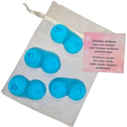 DIABLO PICANTE - 4 MINI JABONES PERFUMADOS FORMA PECHOS AZUL DIABLO PICANTE