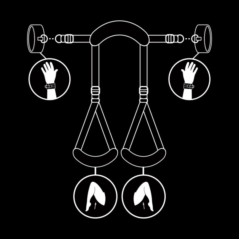 FETISH SUBMISSIVE - POSICIÓN PIERNAS ABIERTAS CON ESPOSAS CON FORRO DE NEOPRENO 