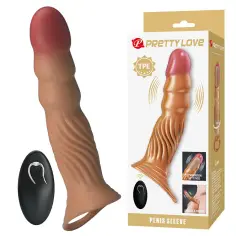 PRETTY LOVE - FUNDA PARA PENE TEXTURIZADA CON VIBRACIÓN Y CONTROL REMOTO 2