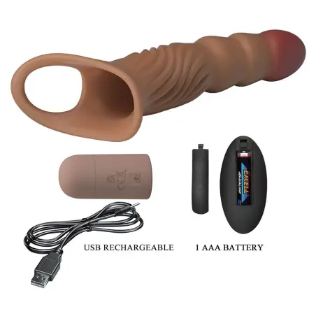 Funda para Pene Texturizada con Vibración y Control Remoto