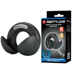 PRETTY LOVE - QUENTIN ANILLO PARA PENE CON ESTIMULADOR TESTICULAR 2
