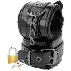 DARKNESS - ESPOSAS CUERO AJUSTABLES MANOS NEGRO CON CANDADO DARKNESS BONDAGE 2