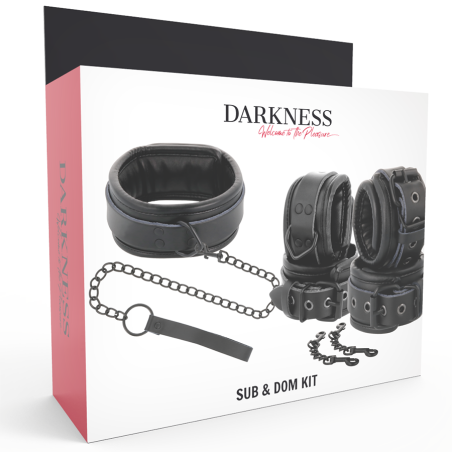 DARKNESS - ESPOSAS Y COLLAR DE CUERO NEGRO DARKNESS