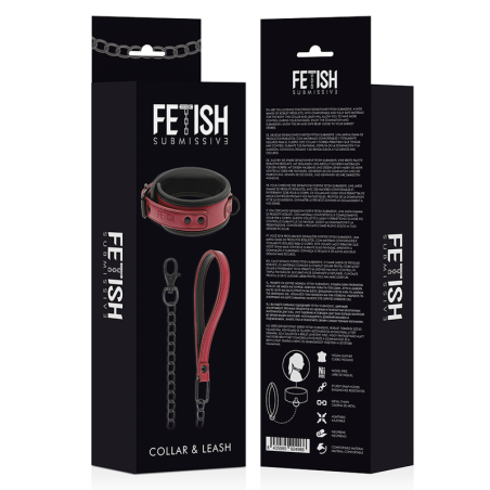 FETISH SUBMISSIVE DARK ROOM - COLLAR CON CADENA CON FORRO DE NEOPRENO FETISH SUBMISSIVE DARK ROOM