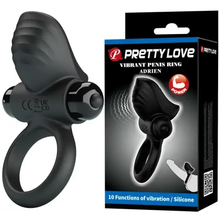 Anillo Vibrador para Pene Adrien 10 Funciones Negro