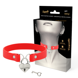 COQUETTE CHIC DESIRE - COLLAR CUERO VEGANO ROJO ACCESORIO CORAZÓN CON LLAVE COQUETTE ACCESSORIES