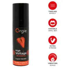 ORGIE - HIGH VOLTAGE STRAWBERRY GEL ÍNTIMO BESABLE EFECTO VIBRANTE EXTRA FUERTE 15 ML