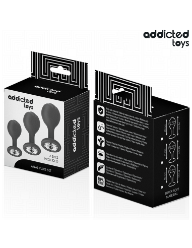 ADDICTED TOYS - SET DE 3 PLUG SILICONA ANAL CON JOYA 