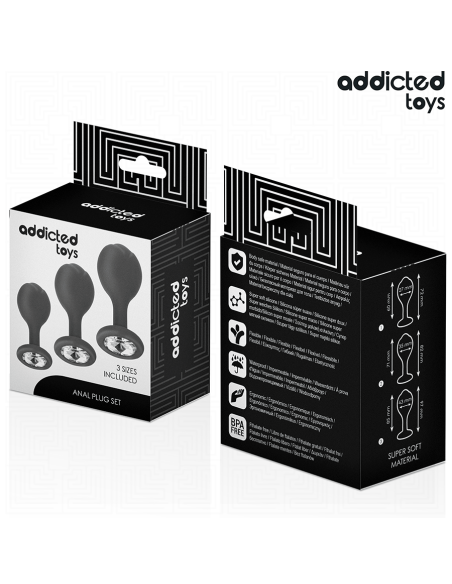 ADDICTED TOYS - SET DE 3 PLUG SILICONA ANAL CON JOYA 