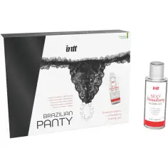 INTT RELEASES - PANTY BRASILEÑA NEGRA CON PERLAS Y GEL LUBRICANTE 50 ML 2