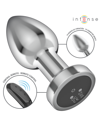 INTENSE - PLUG ANAL 10 VIBRACIONES METAL CON CONTROL REMOTO M 