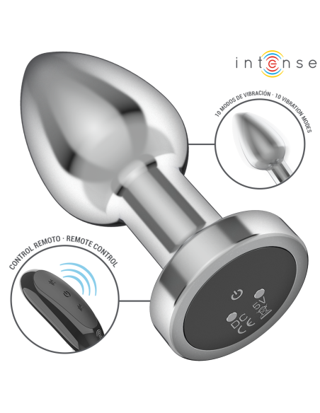 INTENSE - PLUG ANAL 10 VIBRACIONES METAL CON CONTROL REMOTO M 