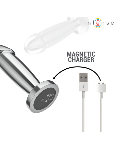 INTENSE - PLUG ANAL 10 VIBRACIONES METAL EN FORMA DE DILDO CON CONTROL REMOTO S 