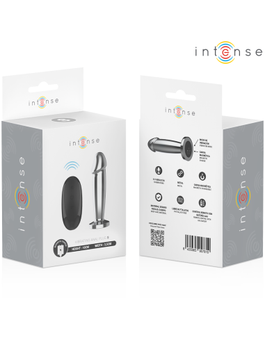 INTENSE - PLUG ANAL 10 VIBRACIONES METAL EN FORMA DE DILDO CON CONTROL REMOTO S 