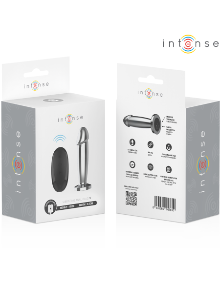 INTENSE - PLUG ANAL 10 VIBRACIONES METAL EN FORMA DE DILDO CON CONTROL REMOTO S 