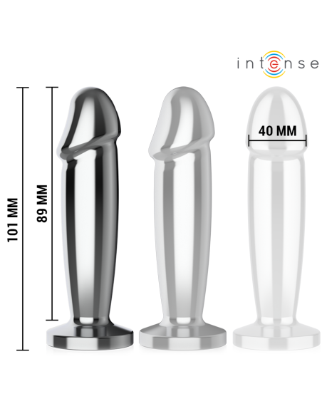INTENSE - PLUG ANAL 10 VIBRACIONES METAL EN FORMA DE DILDO CON CONTROL REMOTO M 
