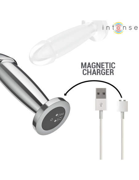 INTENSE - PLUG ANAL 10 VIBRACIONES METAL EN FORMA DE DILDO CON CONTROL REMOTO M 