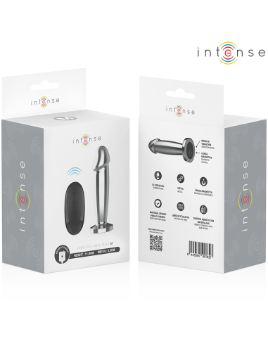 INTENSE - PLUG ANAL 10 VIBRACIONES METAL EN FORMA DE DILDO CON CONTROL REMOTO M 
