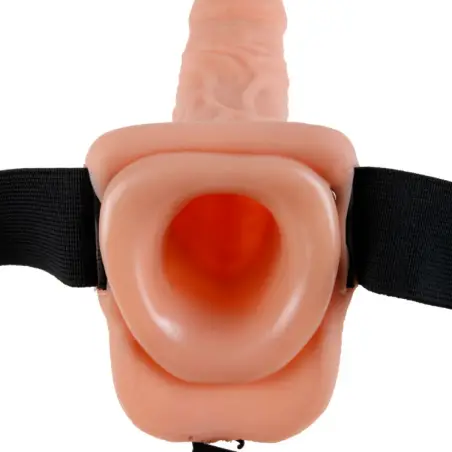 7 Hollow Strap-On With Balls 17.8 cm Natural - Silicona