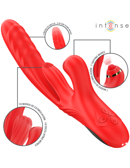 INTENSE - ROSALIA VIBRADOR MULTIFUNCIÓN 3 EN 1 ROJO 