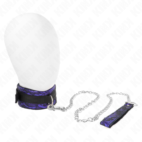 KINK - COLLAR CON CORREA 105 CM CORTO DE ENCAJE DE TERCIOPELO CON RIBETE DE NAILON 44 X 5.5 CM KINK COLLAR & GAG