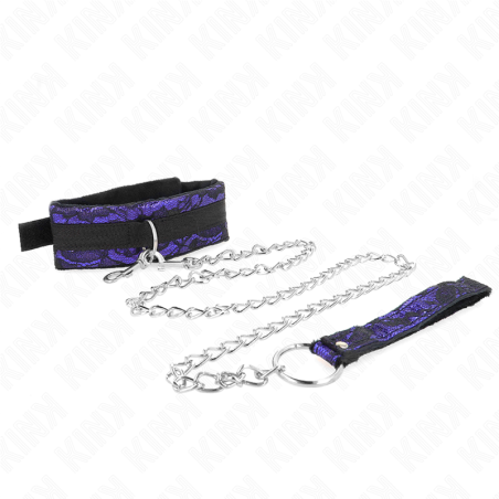 KINK - COLLAR CON CORREA 105 CM CORTO DE ENCAJE DE TERCIOPELO CON RIBETE DE NAILON 44 X 5.5 CM KINK COLLAR & GAG