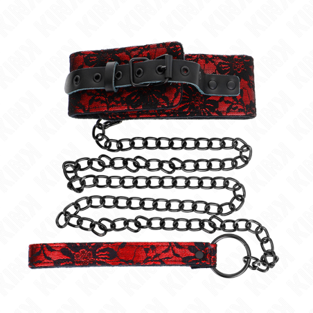 KINK - COLLAR CON CORREA 105 CM DE ENCAJE CON CINTURÓN DE CUERO REAL 44 X 5.5 CM KINK COLLAR & GAG
