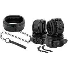 DARKNESS - ESPOSAS Y COLLAR DE CUERO NEGRO 2