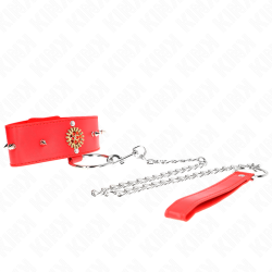 KINK - COLLAR CON CORREA 65 CM CUELLO DE DIAMANTES ROJO AJUSTABLE 35-51 CM X 7 CM KINK COLLAR & GAG