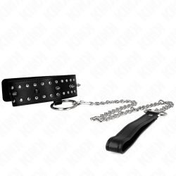 KINK - COLLAR CON CORREA 65 CM CON TACHUELAS PLATEADAS MODELO 1 AJUSTABLE 36-43 CM X 5 CM KINK COLLAR & GAG