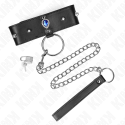 KINK - COLLAR CON CORREA 65 CM CON DIAMANTES AZULES AJUSTABLE 36-43 CM X 5 CM KINK COLLAR & GAG