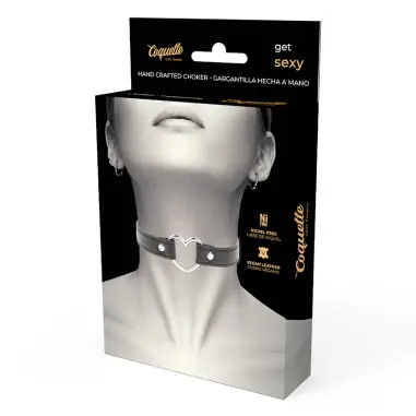 Collar Cuero Vegano Accesorio Woman Corazón - Ajustable