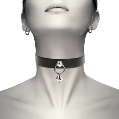 Collar Cuero Vegano Accesorio Woman Cascabel/Aro - Ajustable