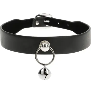 Collar Cuero Vegano Accesorio Woman Cascabel/Aro - Ajustable
