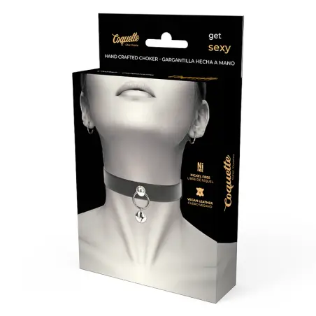 Collar Cuero Vegano Accesorio Woman Cascabel/Aro - Ajustable