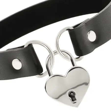 Collar Cuero Vegano Accesorio Corazón con Llave - BDSM