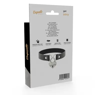 Collar Cuero Vegano Accesorio Corazón con Llave - BDSM