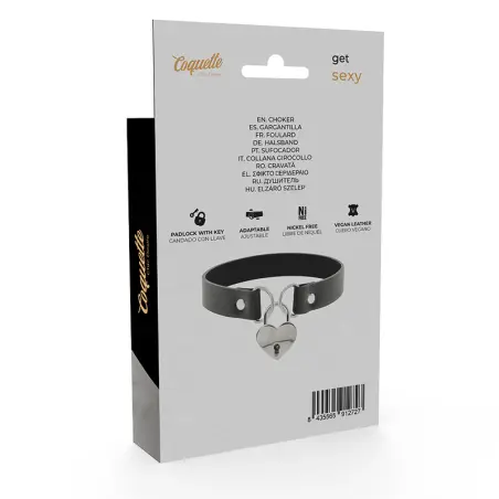 Collar Cuero Vegano Accesorio Corazón con Llave - BDSM
