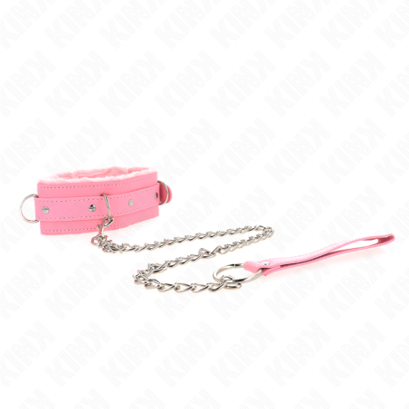 KINK - COLLAR CON CORREA 65 CM CON RESTRICCIONES ROSA AJUSTABLE 36-42 CM X 5.5 CM KINK COLLAR & GAG