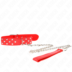 KINK - COLLAR CON CORREA 65 CM REMACHE ANILLA ROJO AJUSTABLE 36-50 CM X 3.8 CM KINK COLLAR & GAG