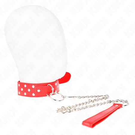 KINK - COLLAR CON CORREA 65 CM REMACHE ANILLA ROJO AJUSTABLE 36-50 CM X 3.8 CM KINK COLLAR & GAG