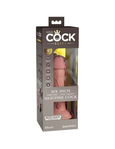 KING COCK - ÉLITE DILDO REALÍSTICO VIBRADOR & SILICONA 15.2 CM 