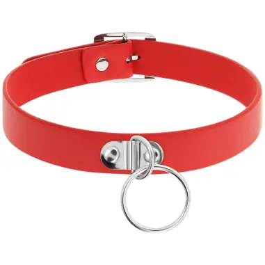 Collar Cuero Vegano Rojo Accesorio Woman Fetish - Ajustable