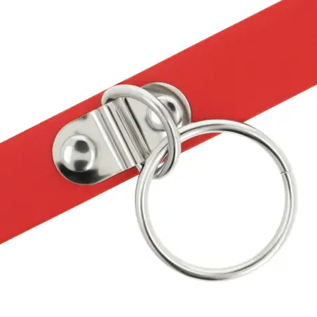 Collar Cuero Vegano Rojo Accesorio Woman Fetish - Ajustable