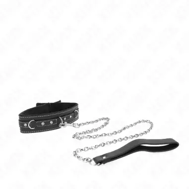 Collar con Correa 105 cm de Piel de PVC Remache de Diamantes