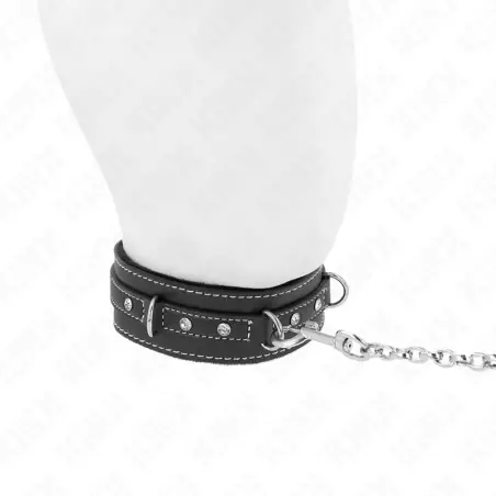 Collar con Correa 105 cm de Piel de PVC Remache de Diamantes