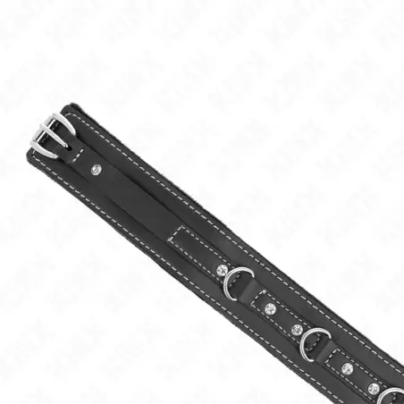 Collar con Correa 105 cm de Piel de PVC Remache de Diamantes