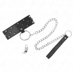 KINK - COLLAR CON CORREA 65 CM CON TACHUELAS PLATEADAS MODELO 5 AJUSTABLE 36-43 CM X 5 CM 2