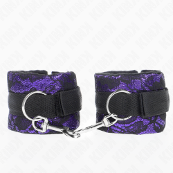 KINK - MUÑEQUERAS CORTAS DE ENCAJE TERCIOPELO Y UNIÓN DE NYLON VIOLETA/NEGRO 23 X 6.5 CM KINK WRIST RESTRAINT